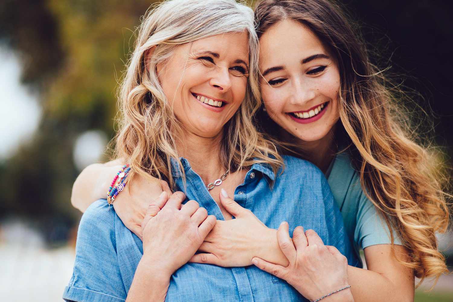 happy mom and daughter